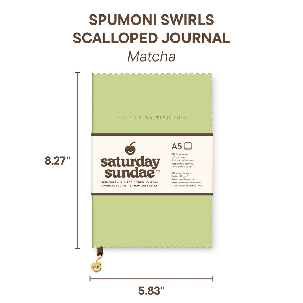Matcha Spumoni Swirls Scalloped Journal – A5 Lined Notebook