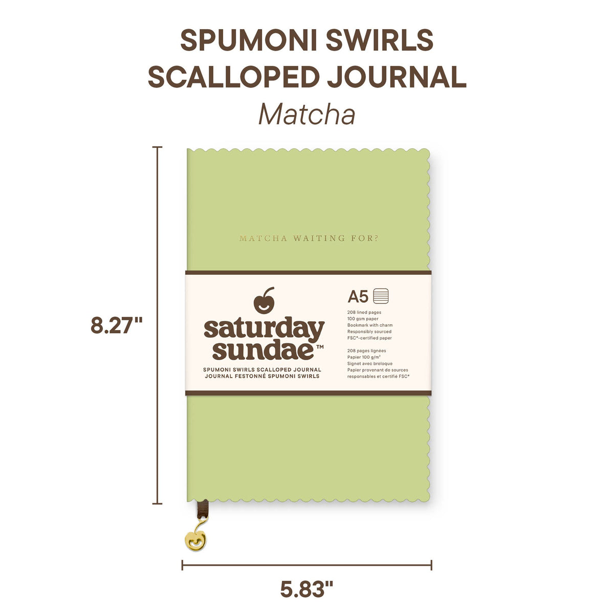 Matcha Spumoni Swirls Scalloped Journal – A5 Lined Notebook