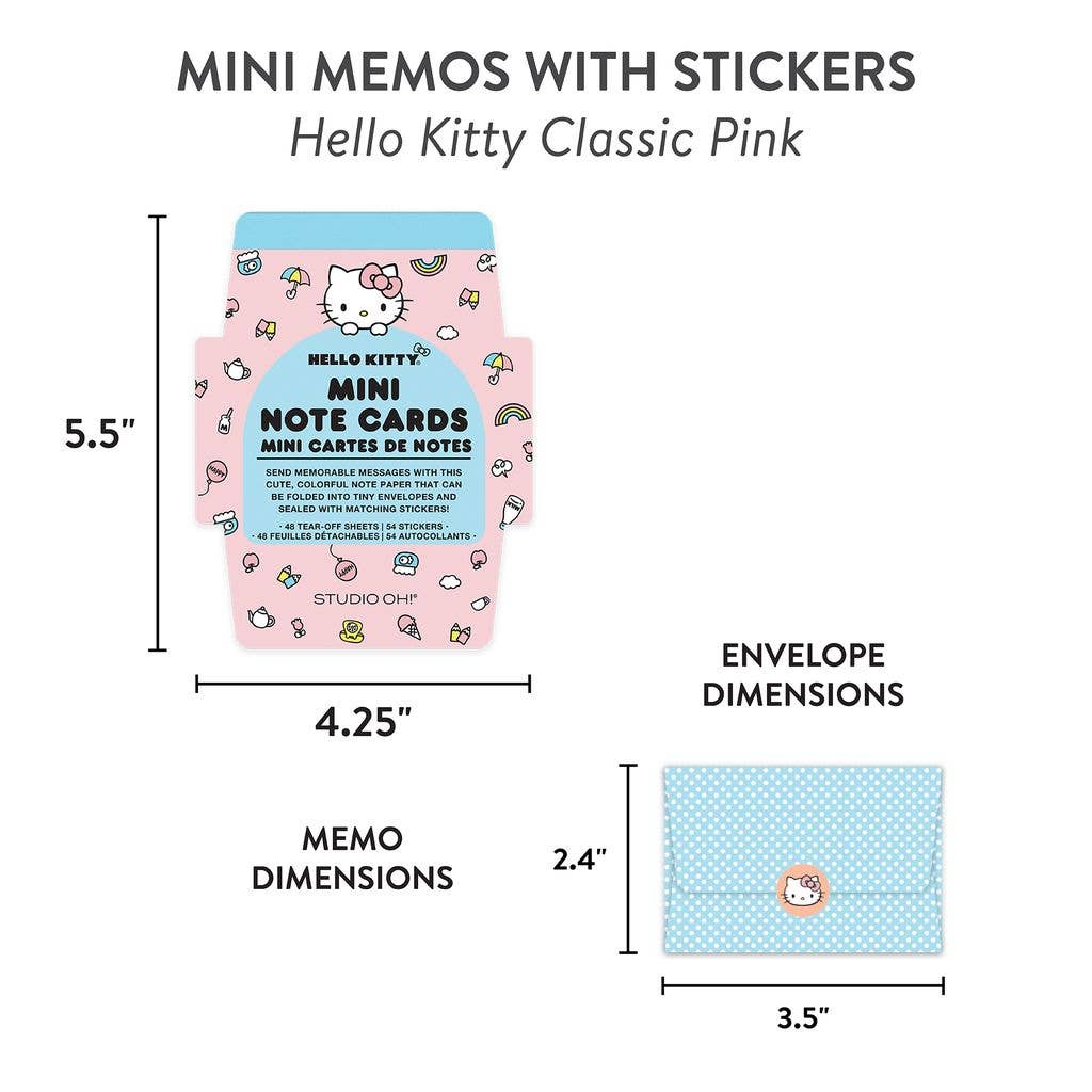 Note Writer Mini Note Card Set – Hello Kitty Classic Pink Mini Cards with Stickers by Studio Oh!