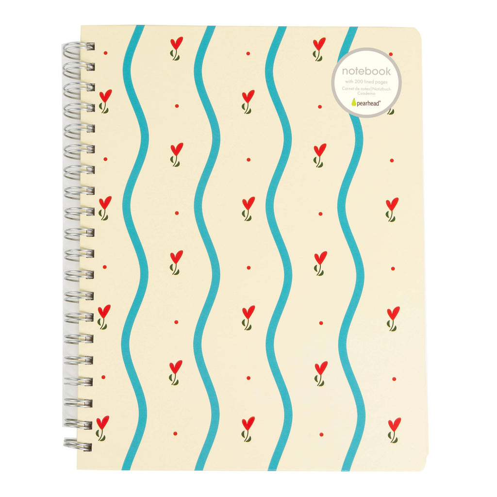 Floral Spiral Spiral Notebook, 8x10 Stationary Journal