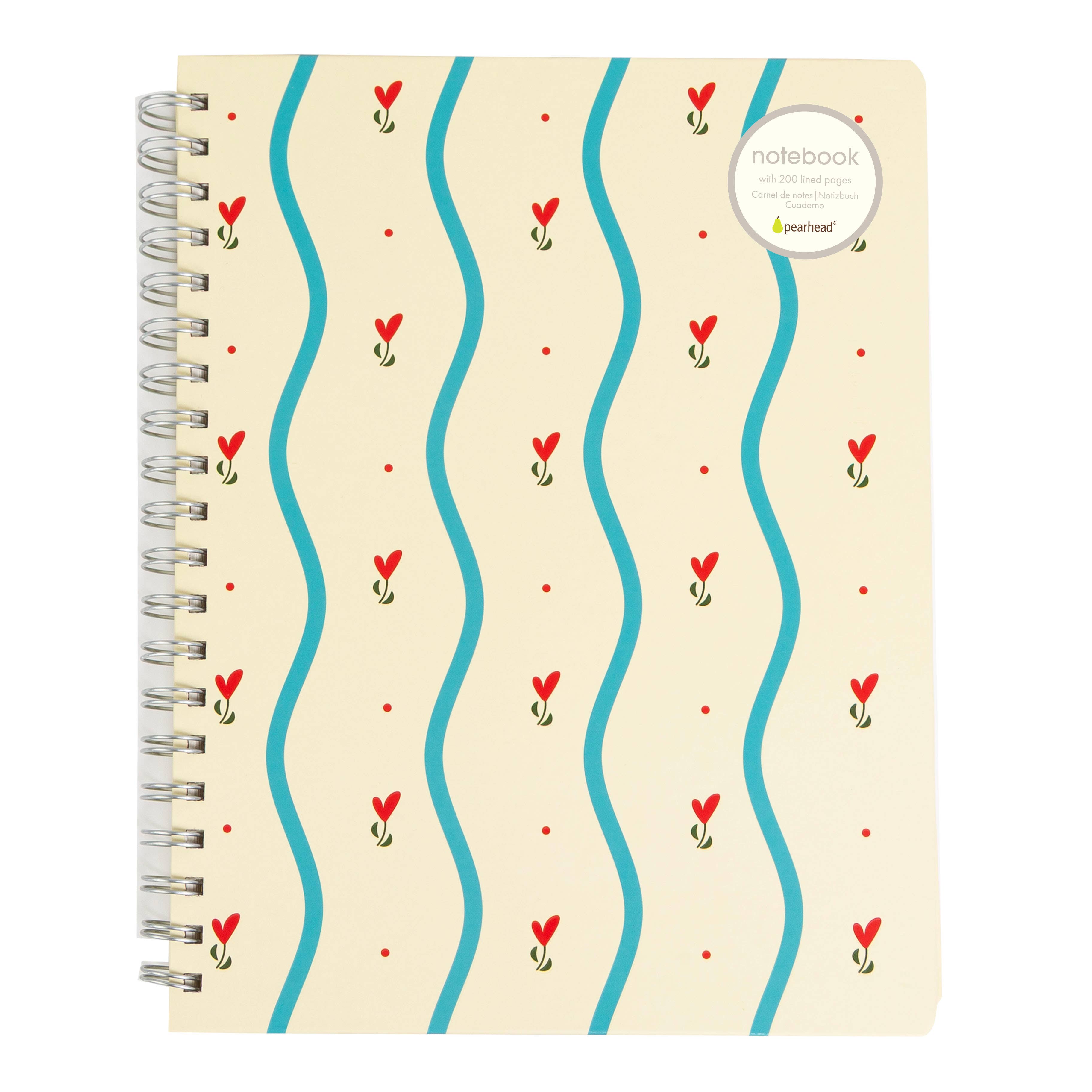 Floral Spiral Spiral Notebook, 8x10 Stationary Journal