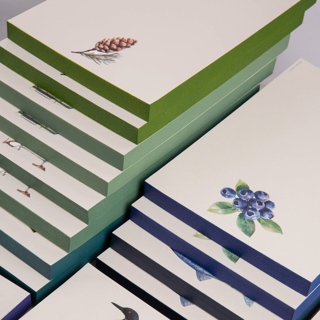 Blueberries Notepad - Hand-Painted Edge Notepad, 100 Sheets