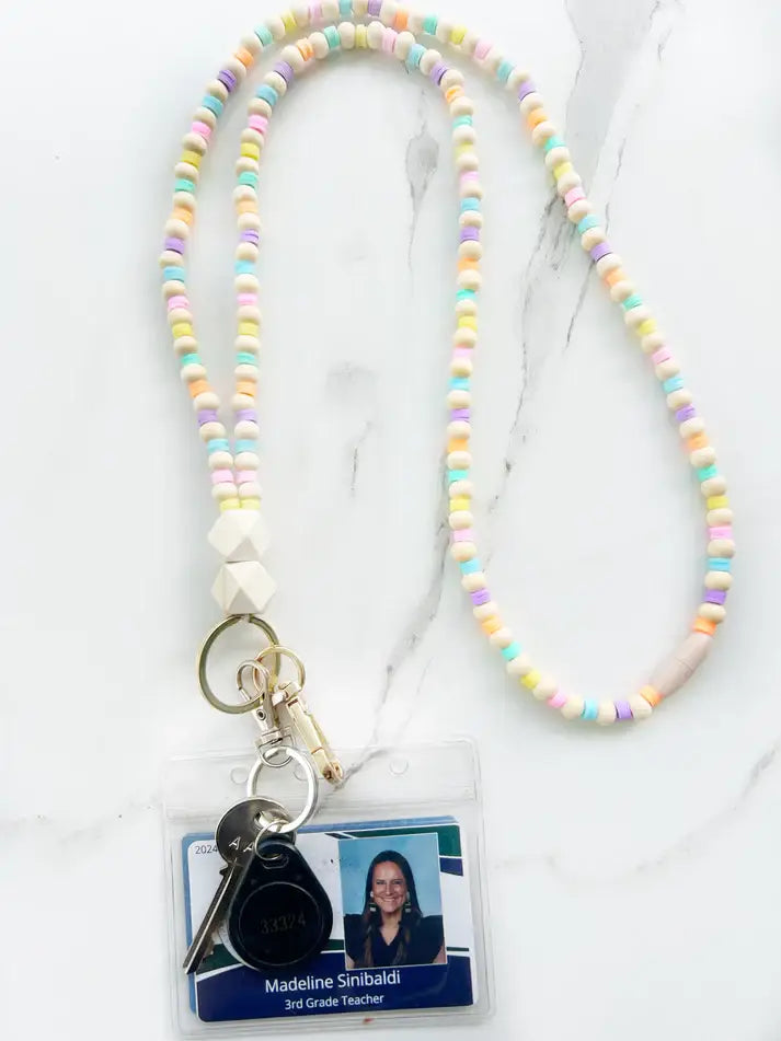 Pastel Perfection Fully Beaded Lanyard