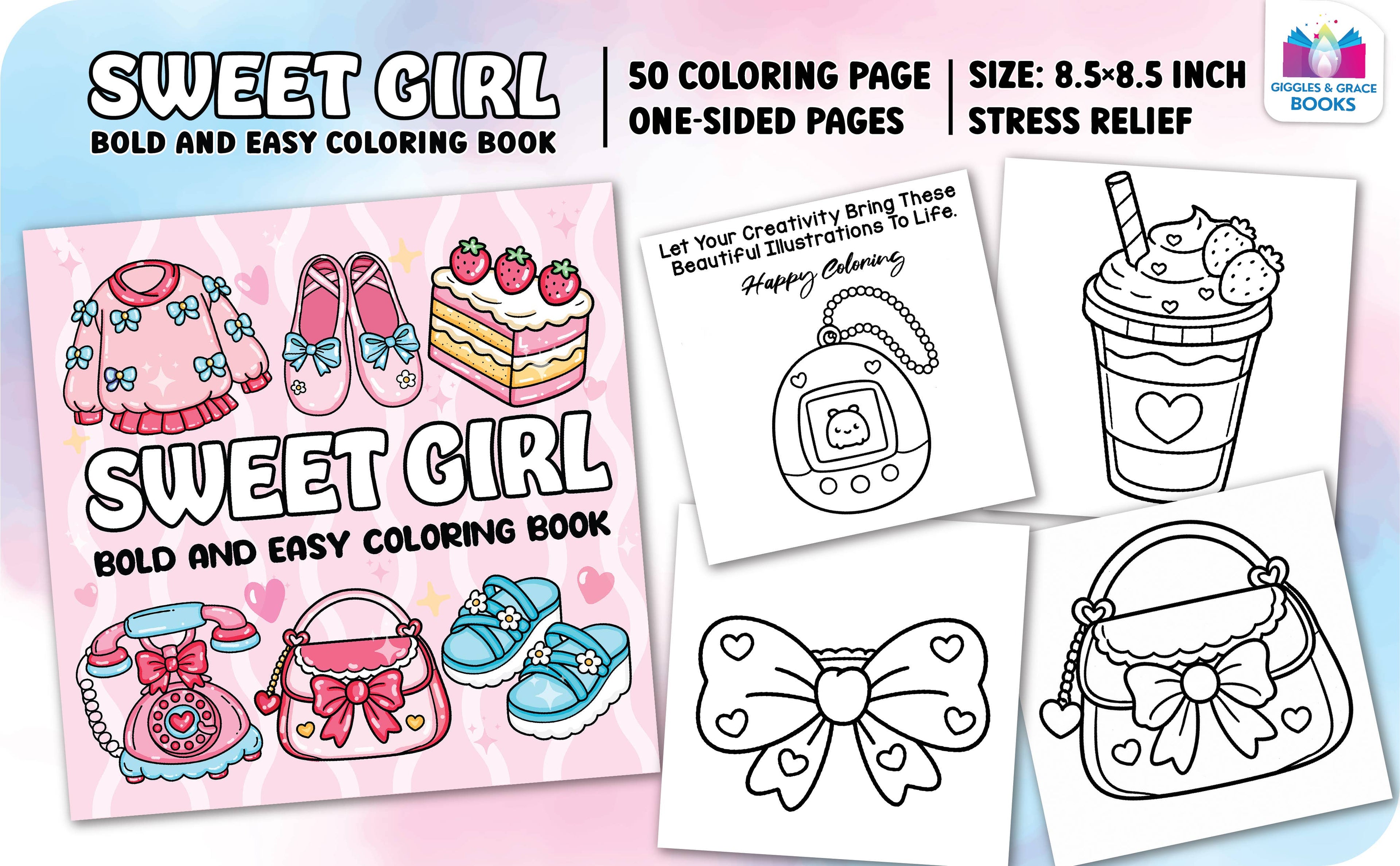 Sweet Girl Bold and Easy Coloring Book