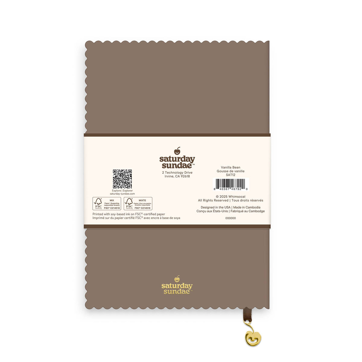Vanilla Bean A5 Spumoni Swirls Scalloped Journal