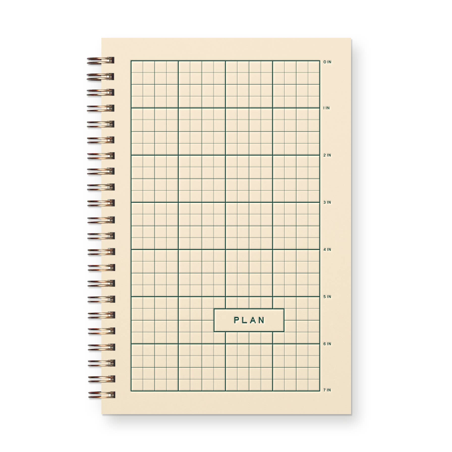 Ruler Grid Undated Weekly Planner Journal: French Vanilla | Dark Green Ink