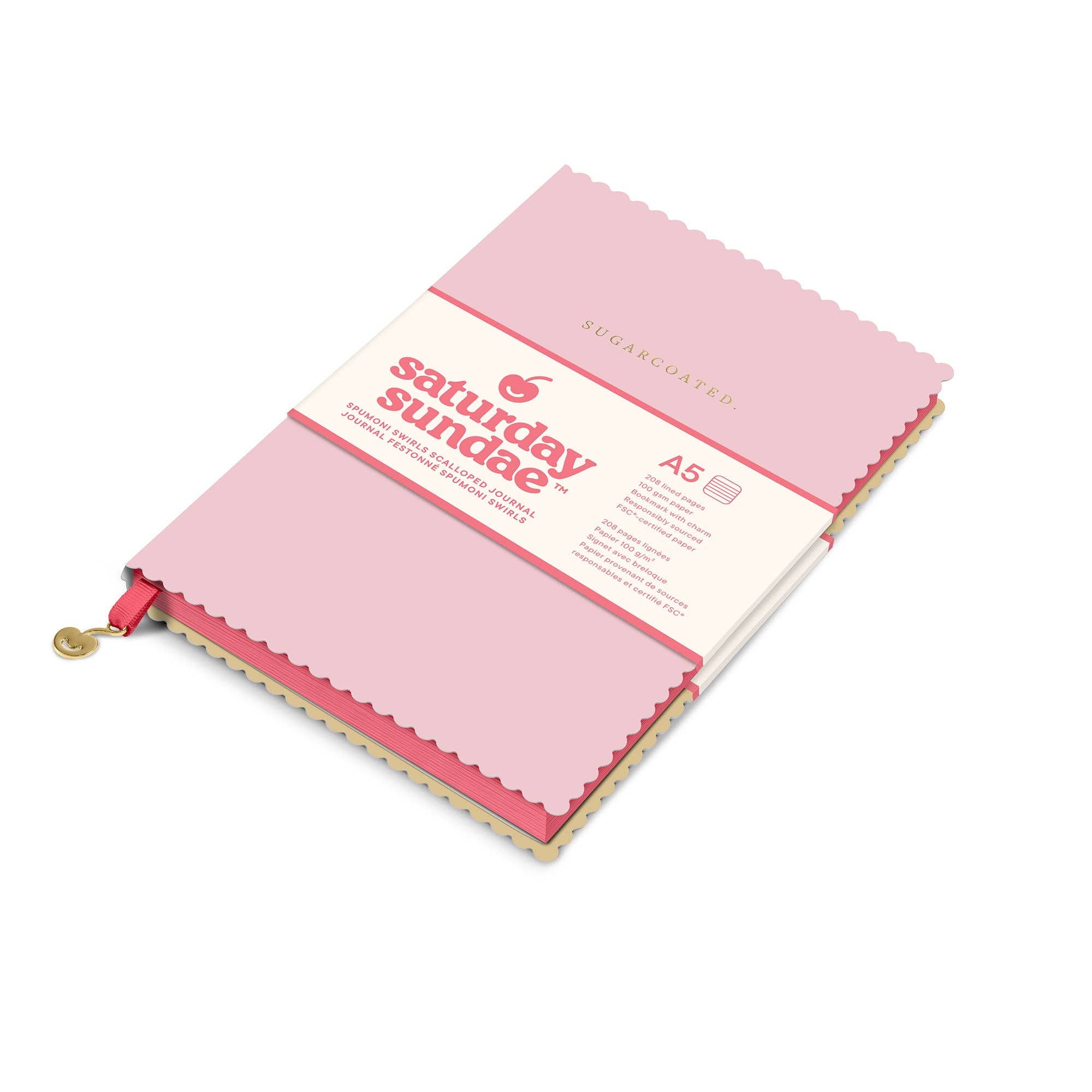 Bubble Gum Spumoni Swirls Scalloped Journal – A5 Lined Notebook