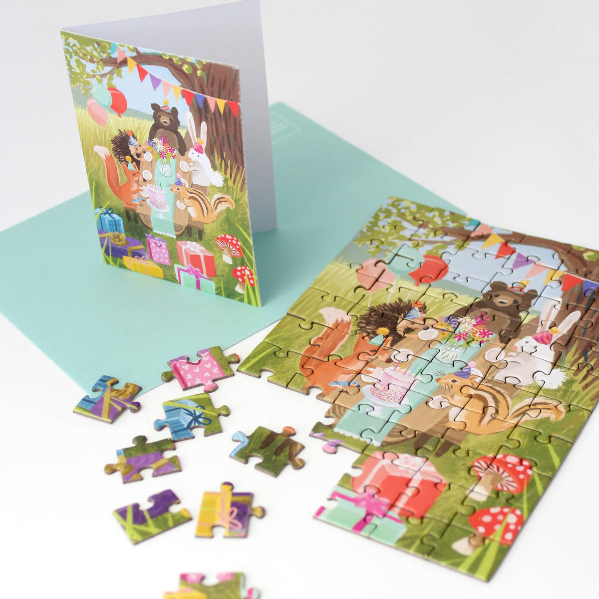 Woodland Party Puzzle Greeting Card