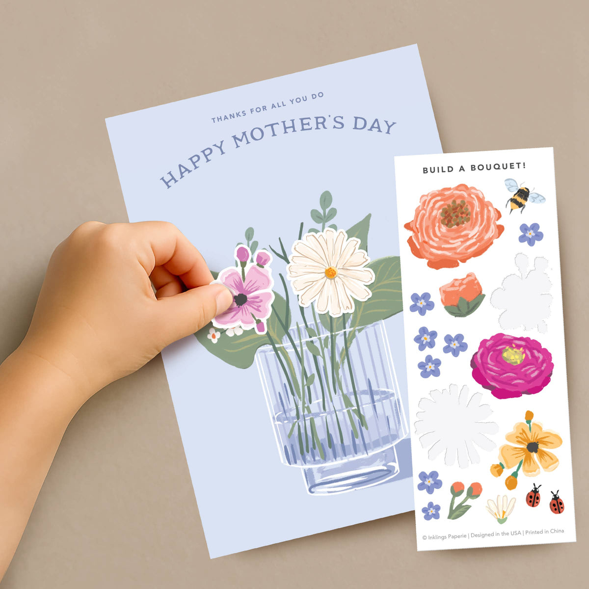 Mother's Day Bouquet Sticker Scene Greeting Card