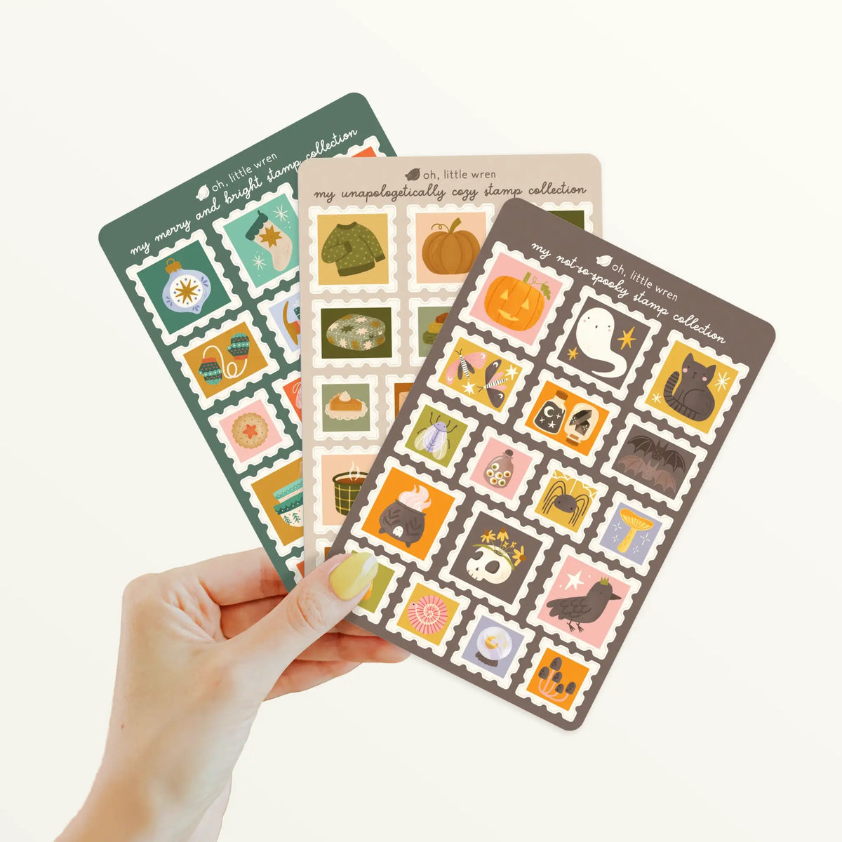 Cozy Fall Stamp Collection Sticker Sheet | 4x6 Inches | 17 Autumn Stamp Stickers