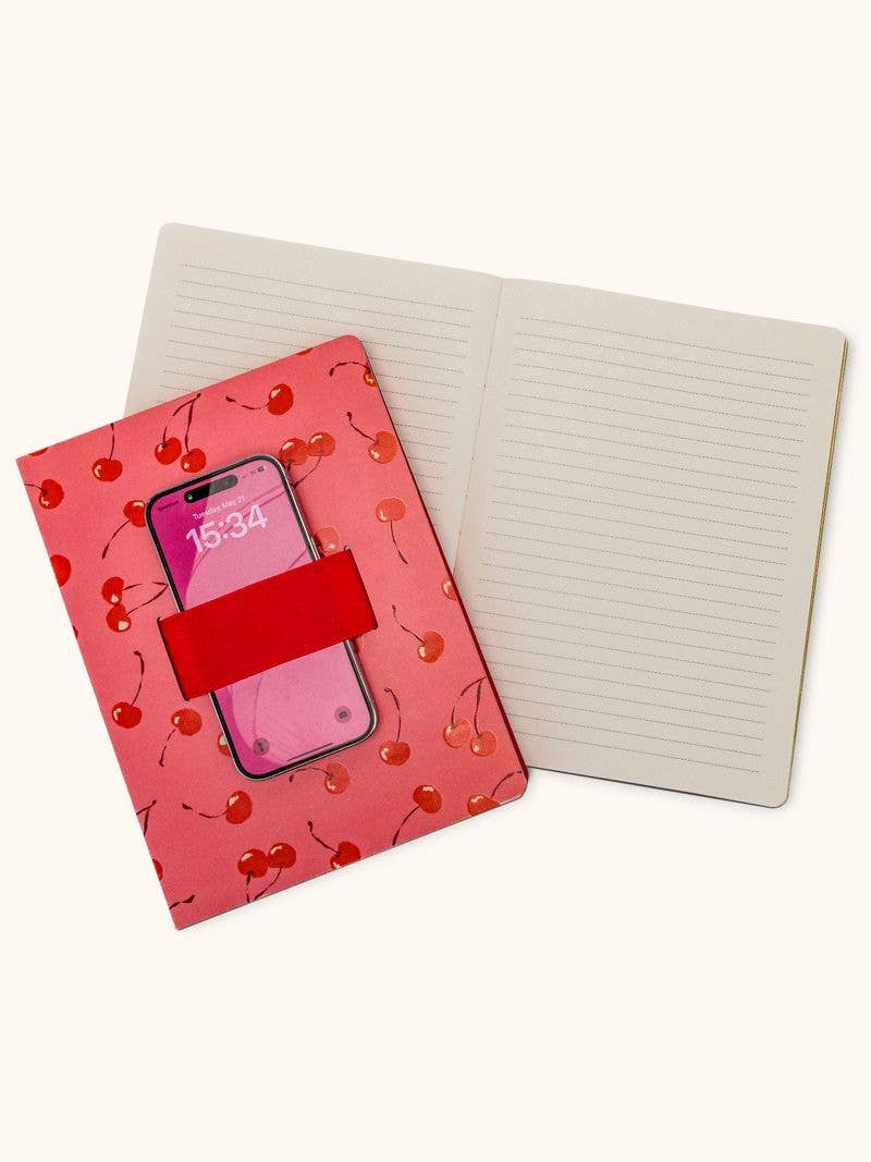 On-the-Go Notebook – Fresh-Picked Cherries Casey Notebook with Phone Loop by Studio Oh!