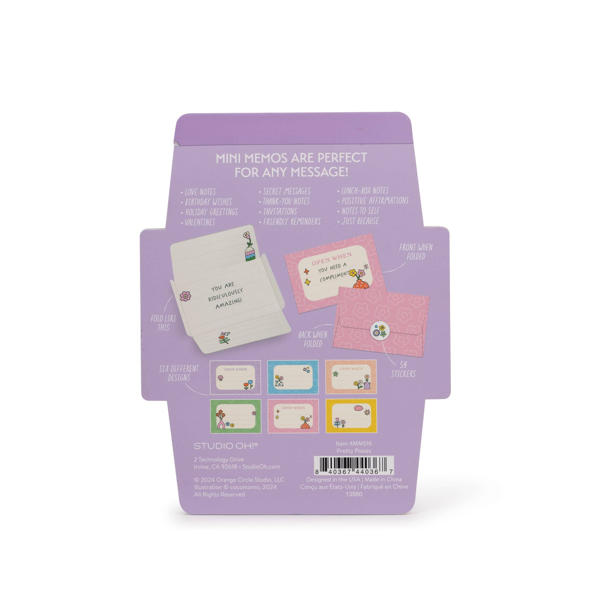 Note Writer Mini Memo Pad – Pretty Posies Fold-and-Seal Memos with Stickers by Studio Oh!
