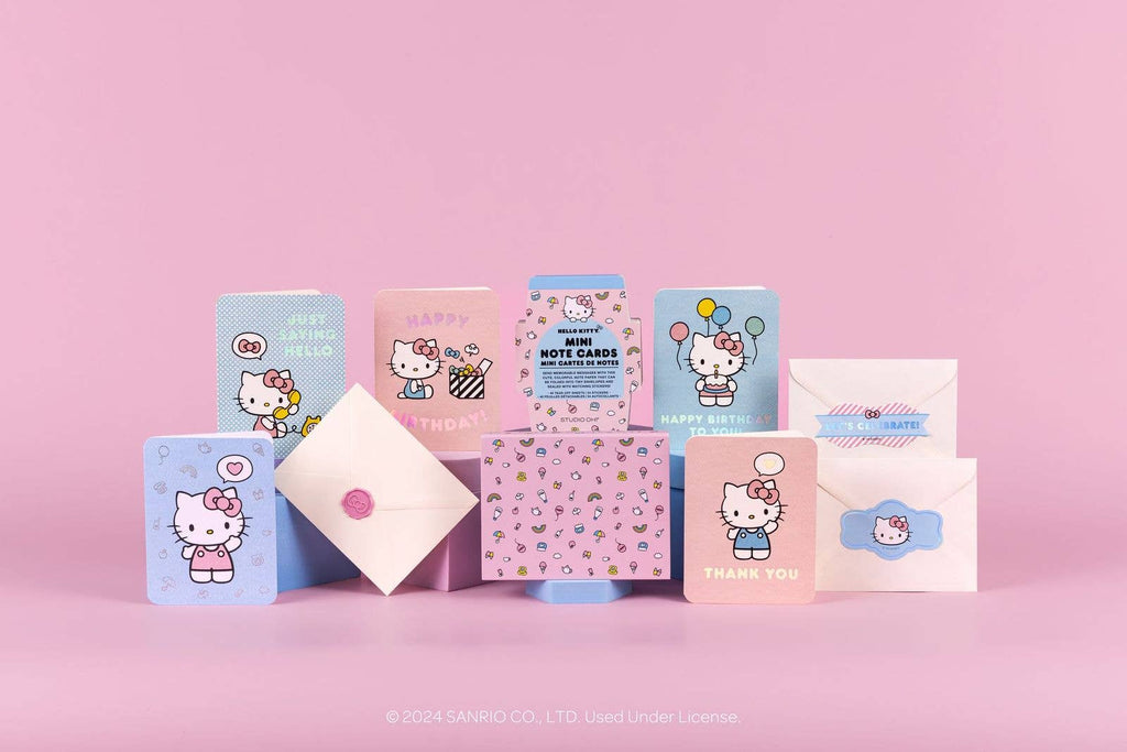 Note Writer Mini Note Card Set – Hello Kitty Classic Pink Mini Cards with Stickers by Studio Oh!