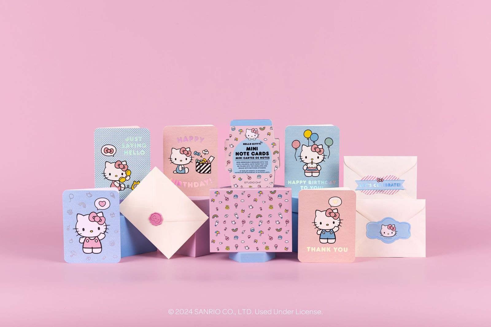 Note Writer Mini Note Card Set – Hello Kitty Classic Pink Mini Cards with Stickers by Studio Oh!