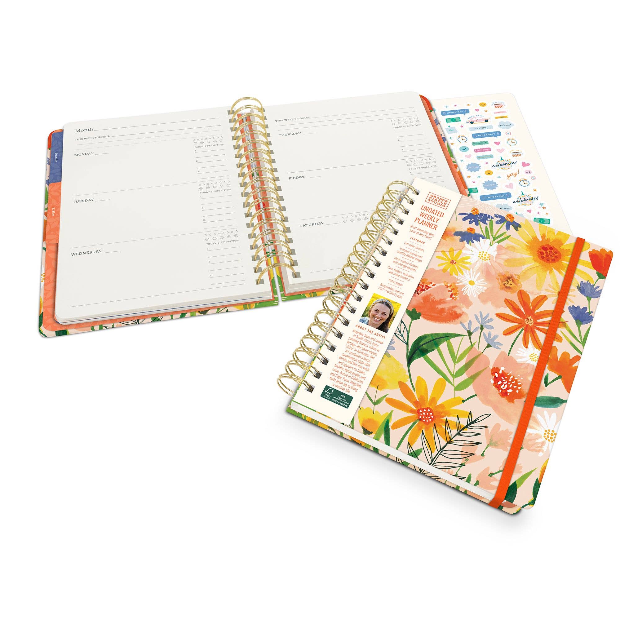 Planner Lover Undated Tri-Tab Planner – Bold Blossoms Hardcover Planner by Studio Oh!