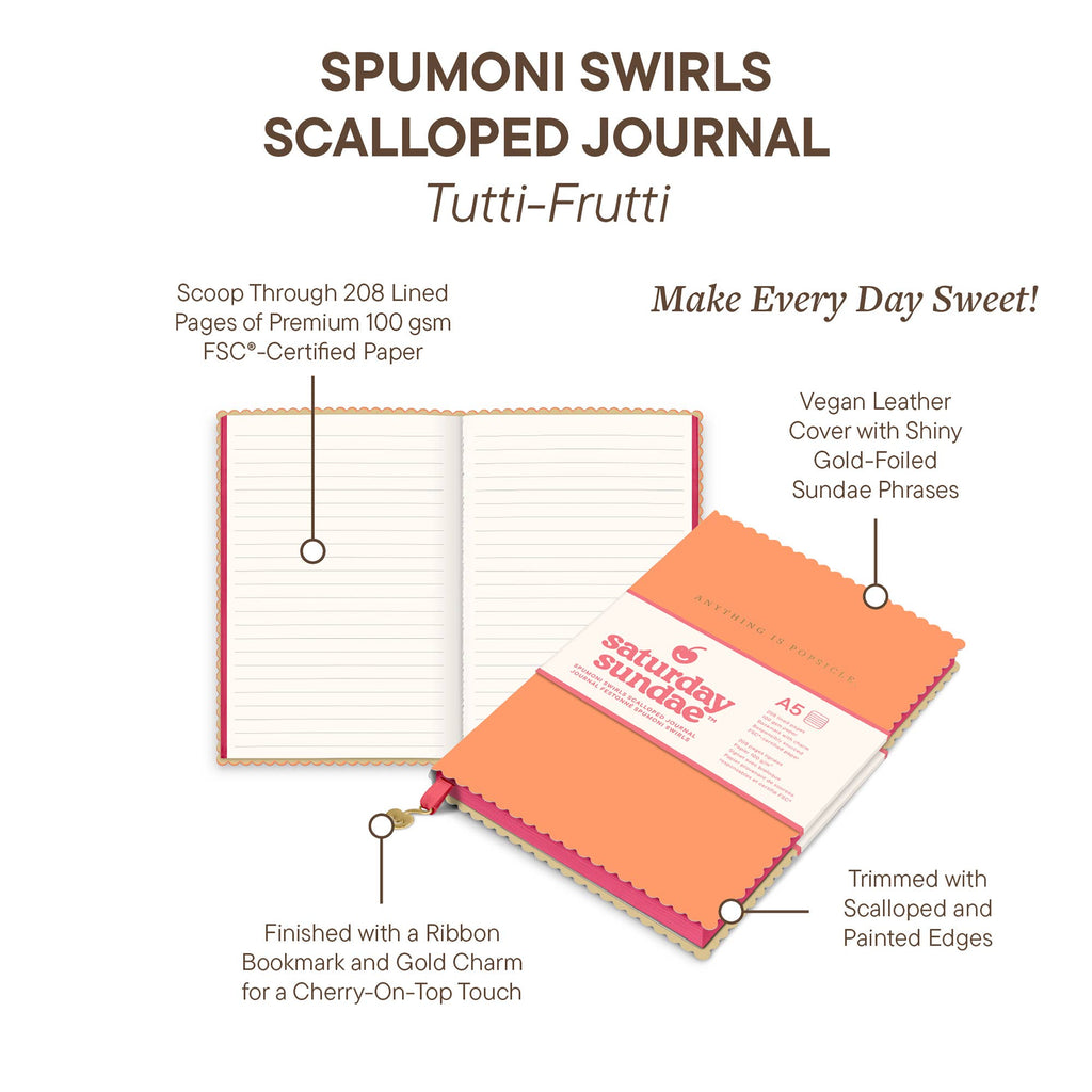 A5 Scalloped Journal, Tutti-Frutti Spumoni Swirls