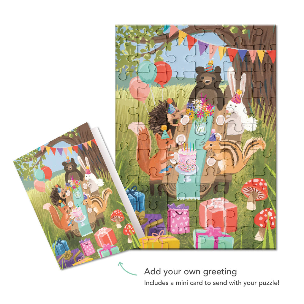 Woodland Party Puzzle Greeting Card
