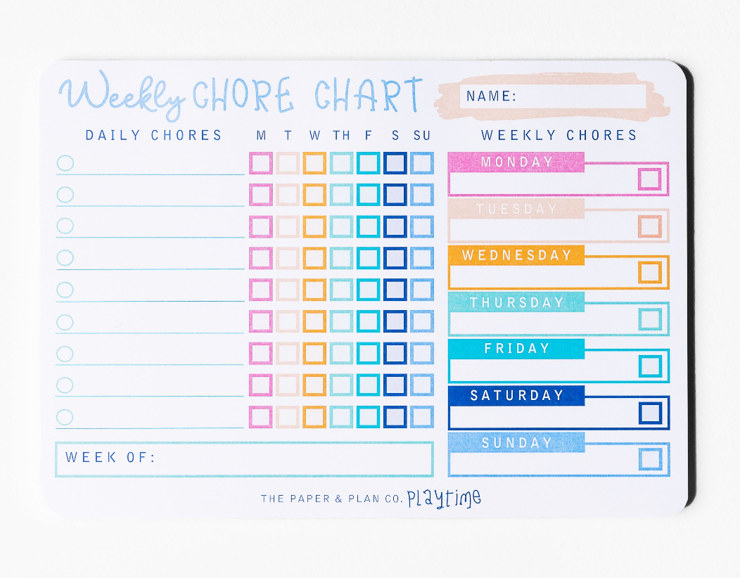 Kids Weekly Chore Chart by The Paper and Plan Co.