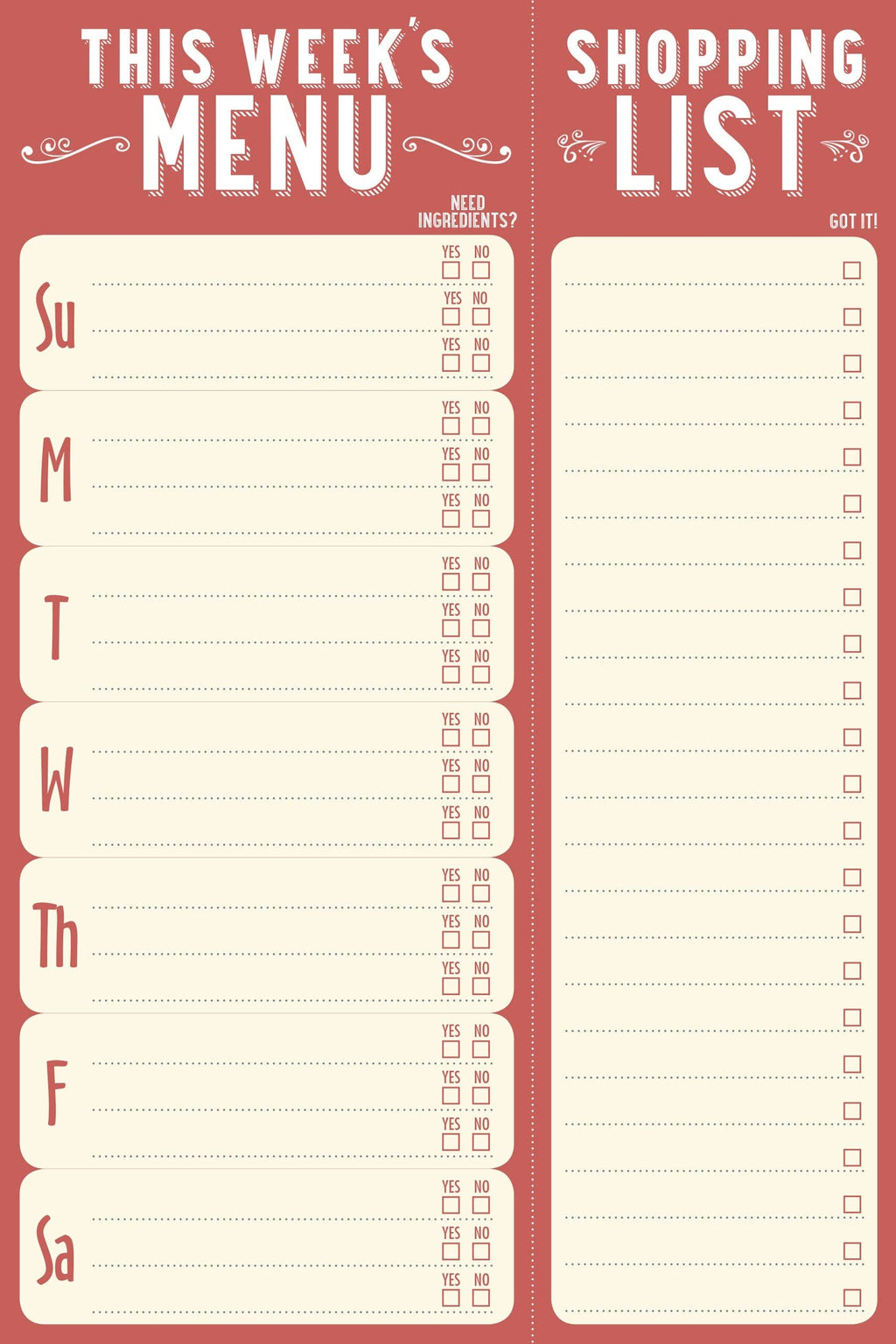 This Week's Menu Note Pad by Peter Pauper Press