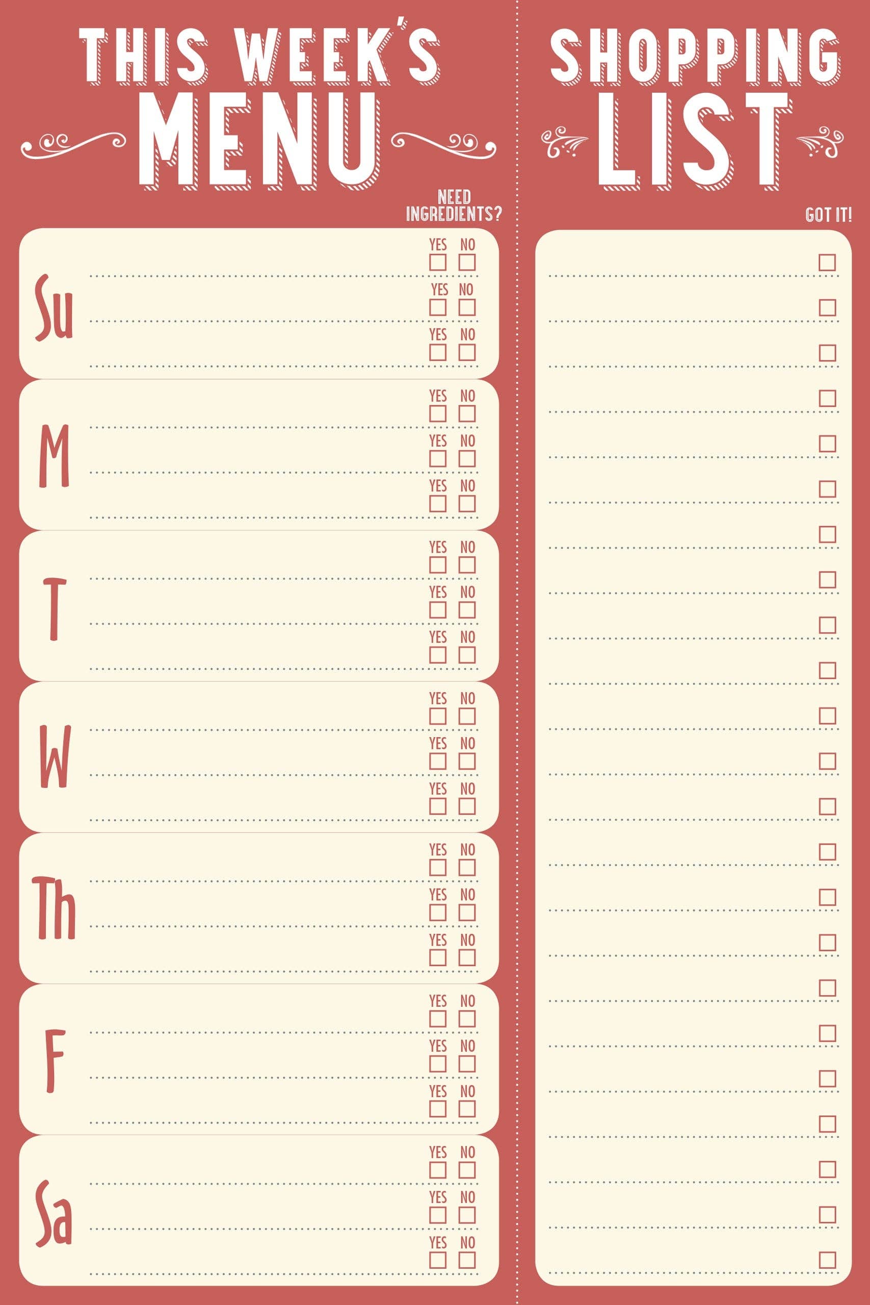 This Week's Menu Note Pad by Peter Pauper Press