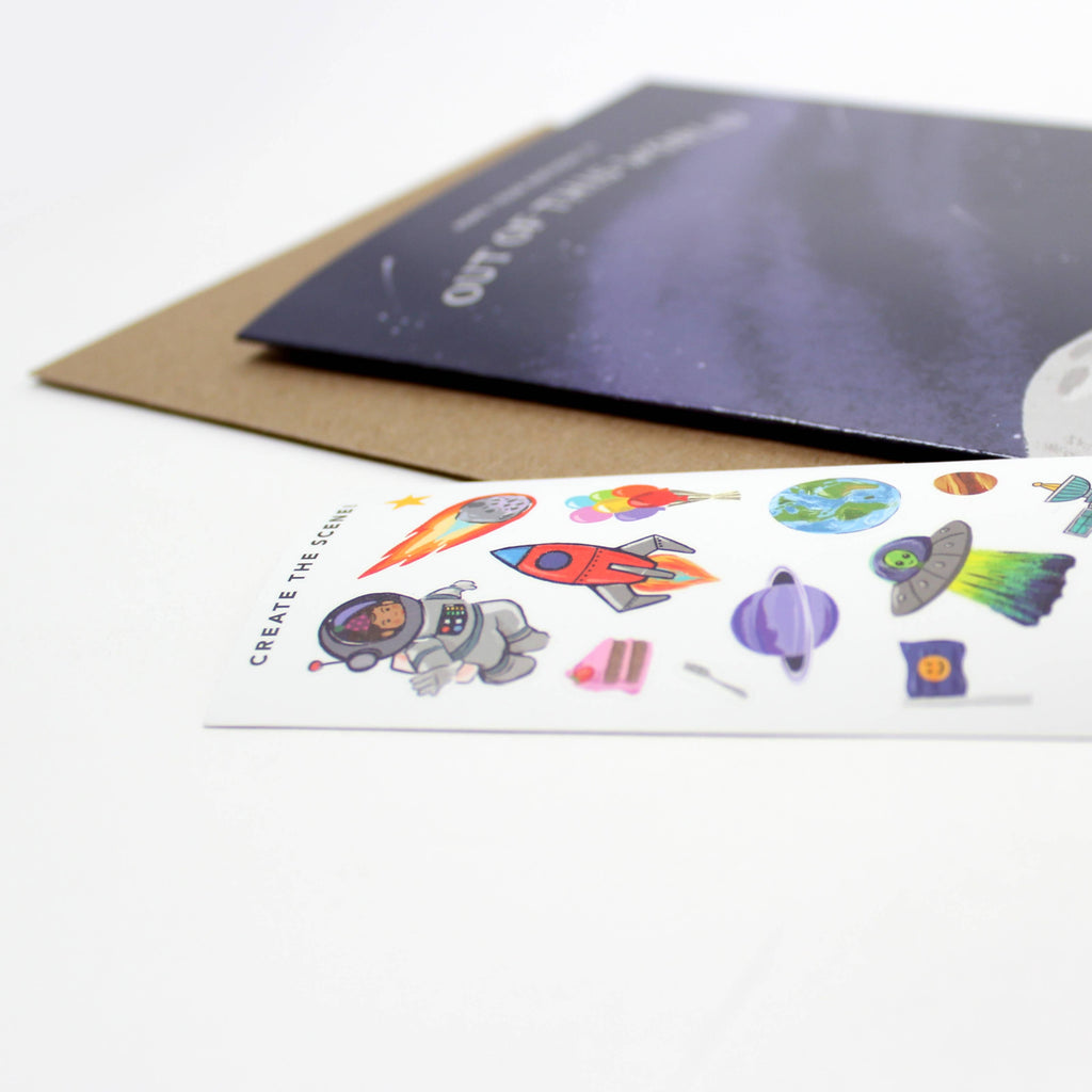 Outer Space Birthday Sticker Scene Greeting Card