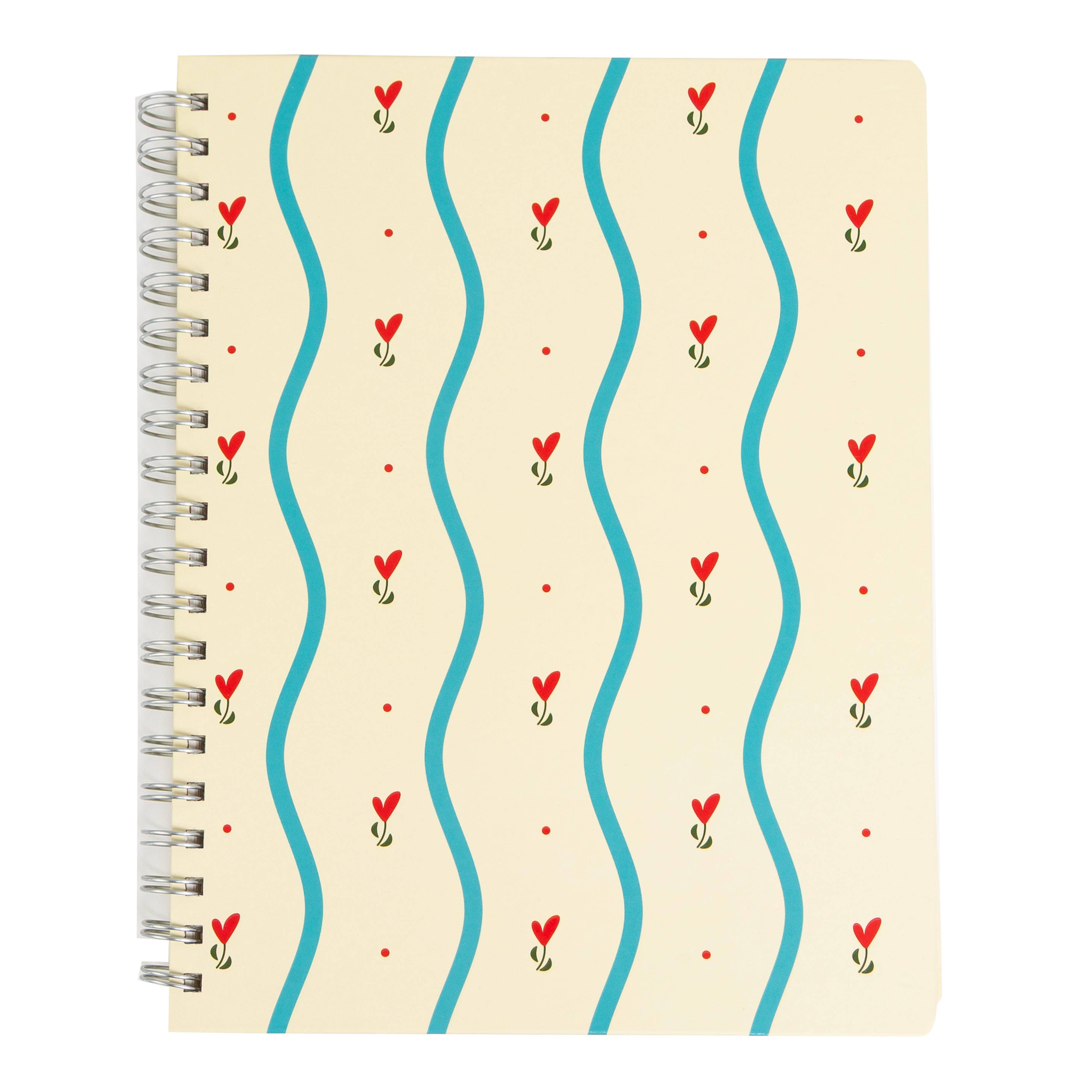 Floral Spiral Spiral Notebook, 8x10 Stationary Journal