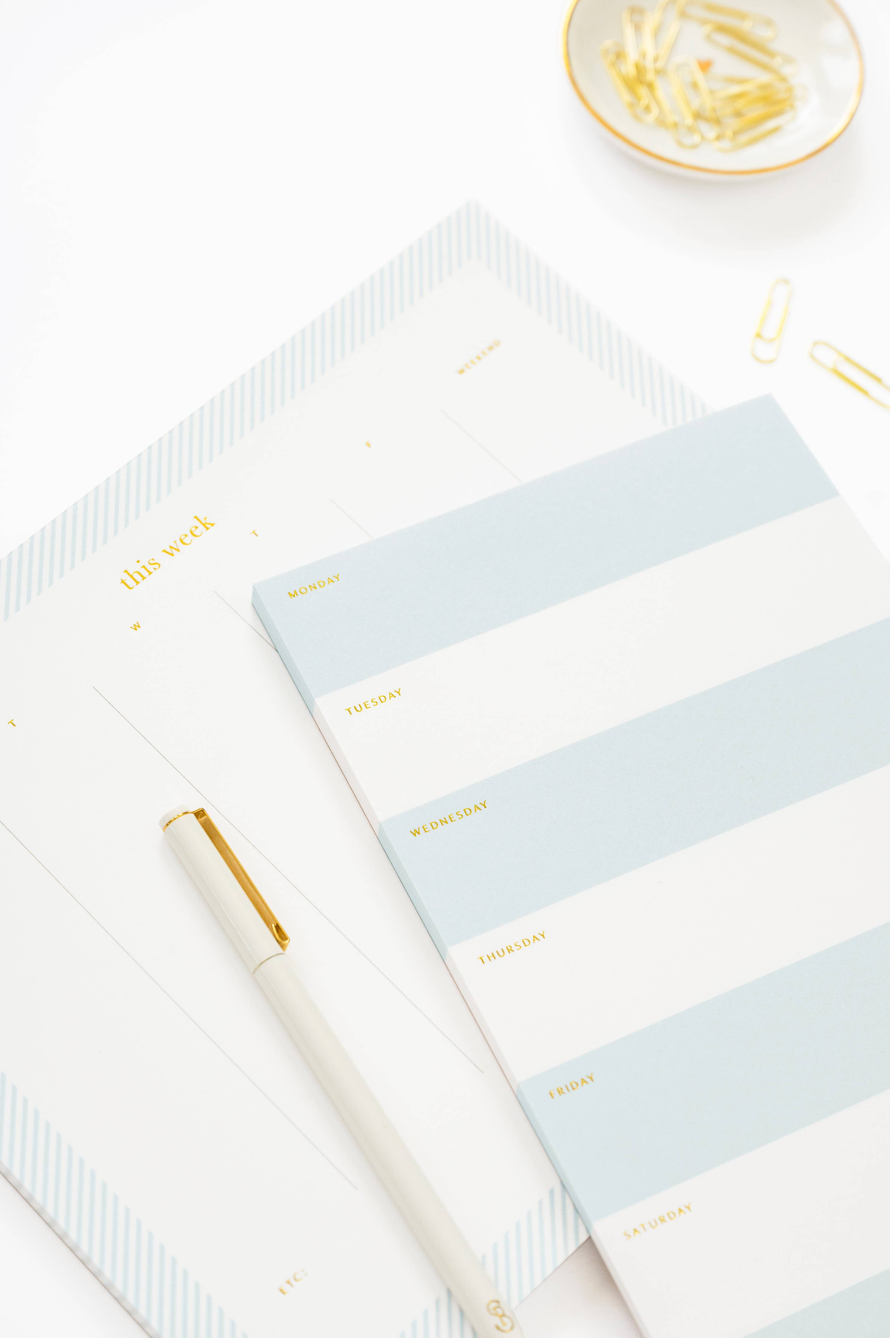 Blue Bordered Weekly Planning Notepad