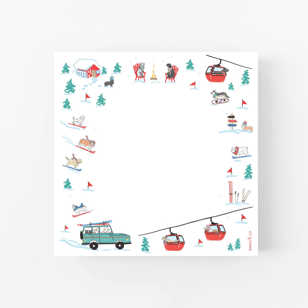 Ski Dogs Square Notepad | 100-Sheet Tear-Off Pad