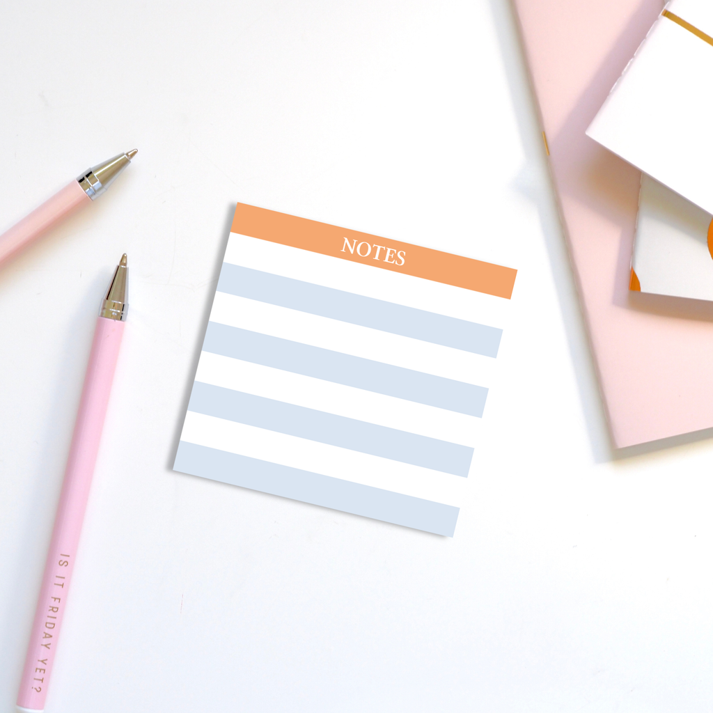 Striped Orange & Blue Sticky Notes