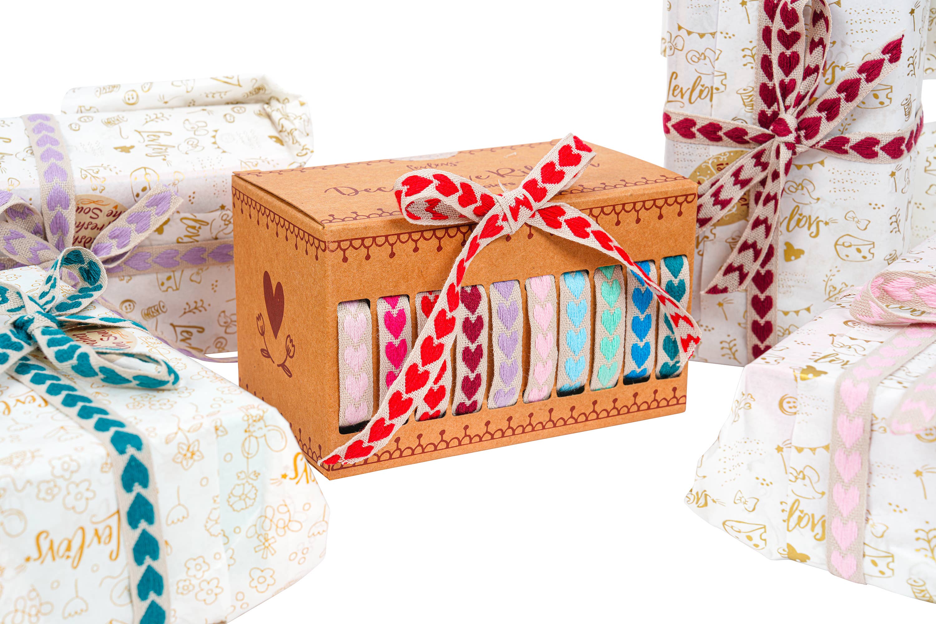 Heart ribbon, 10 colors x 5 yards (4.5 m) each color