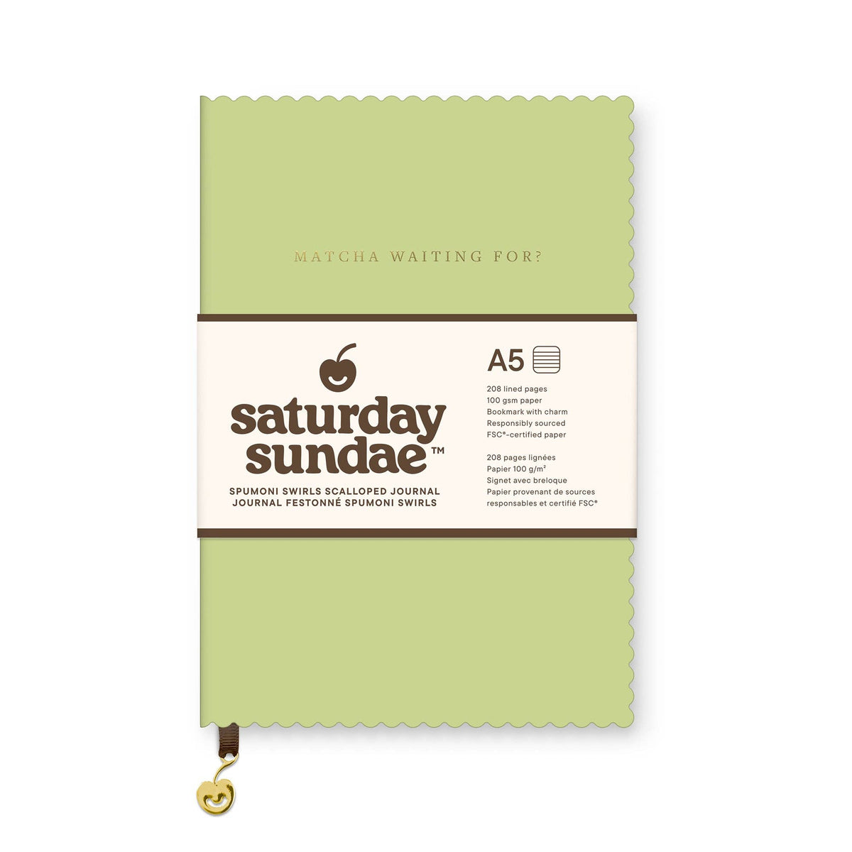 Matcha Spumoni Swirls Scalloped Journal – A5 Lined Notebook