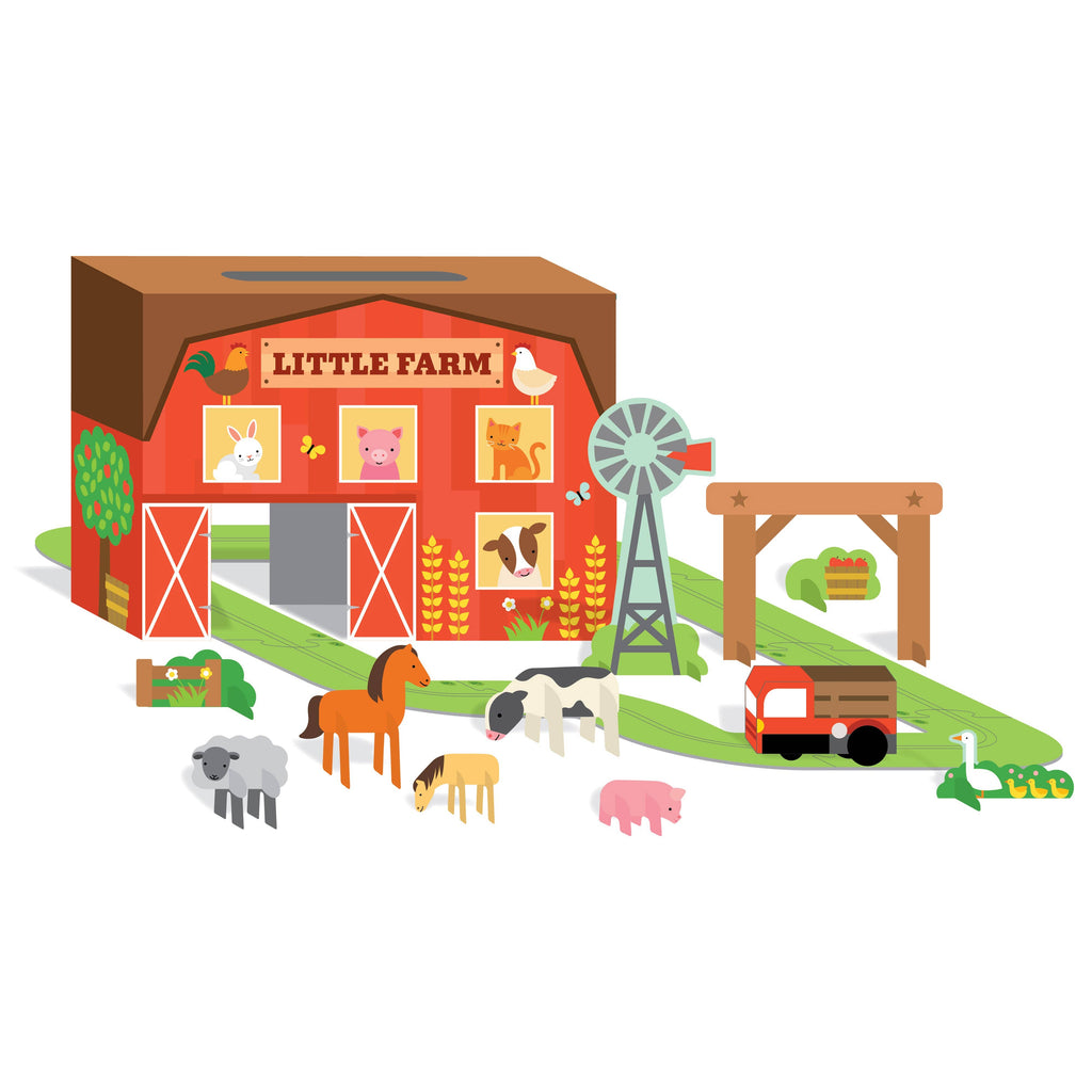 Little Farm Wind Up & Go Playset - Wooden Truck Toy, Ages 3+