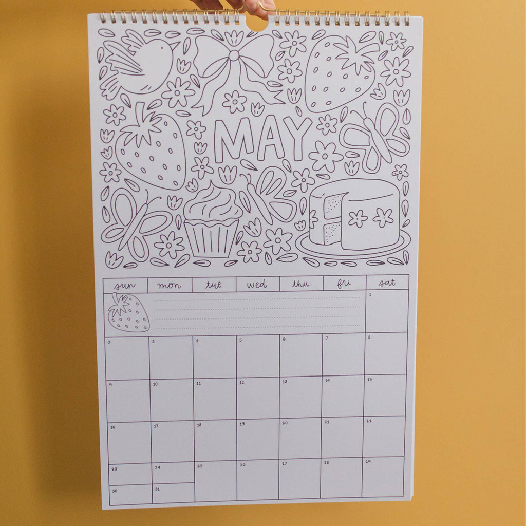 Color & Plan 2027 Spiral Hanging Wall Calendar | Colorable Illustrations | Pippi Post