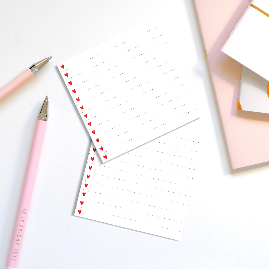 Dotted Lines & Hearts Sticky Notes