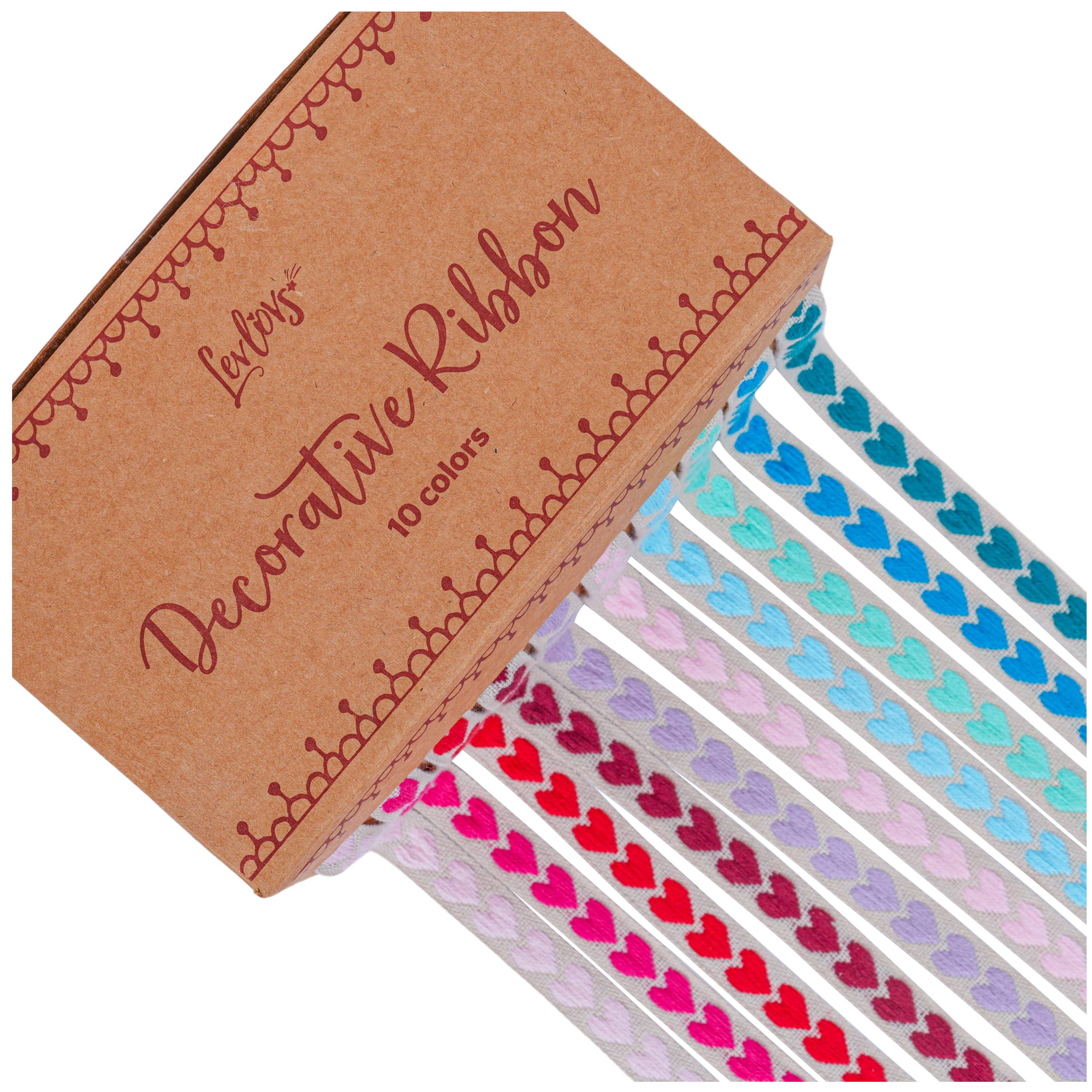 Heart ribbon, 10 colors x 5 yards (4.5 m) each color