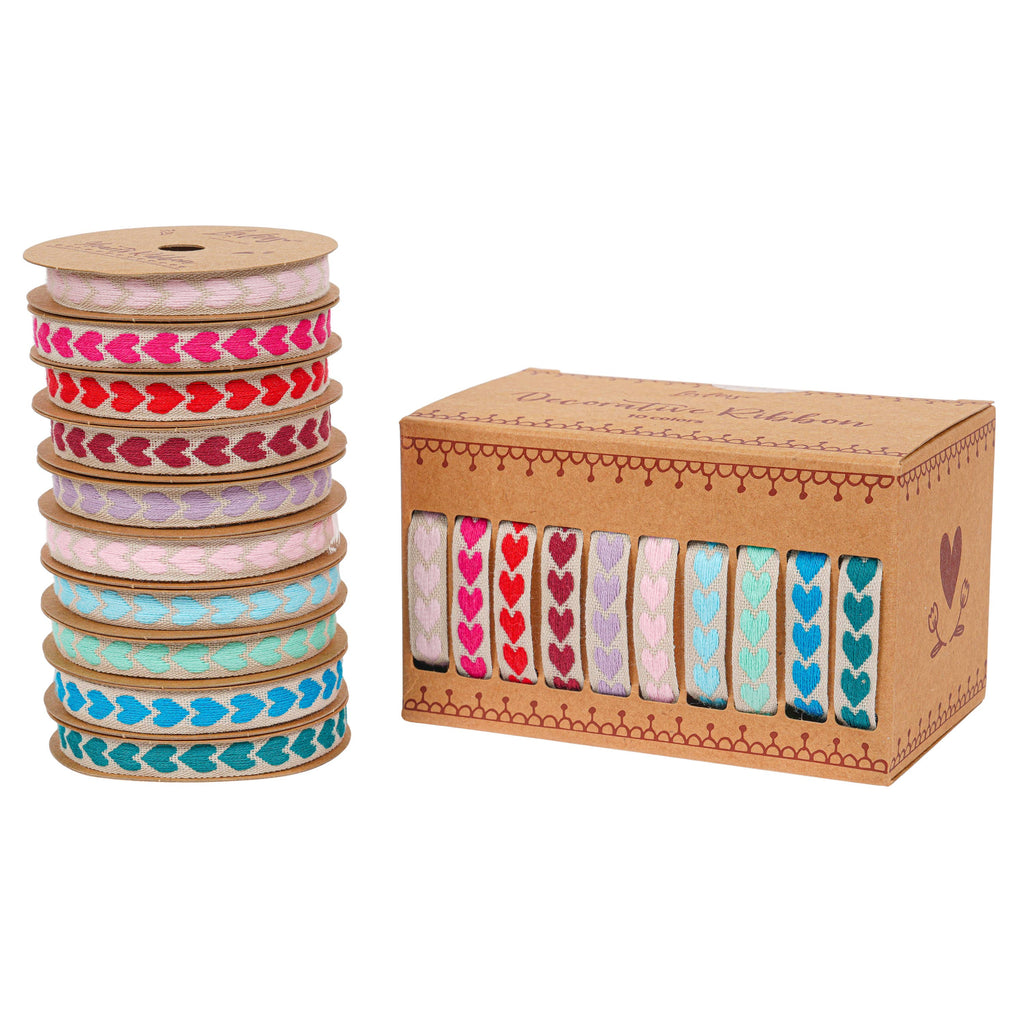 Heart ribbon, 10 colors x 5 yards (4.5 m) each color