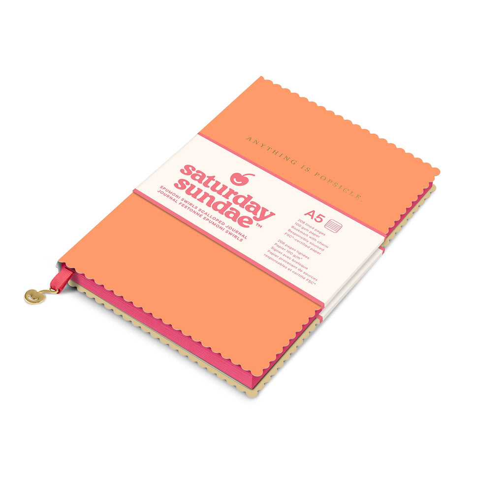 A5 Scalloped Journal, Tutti-Frutti Spumoni Swirls