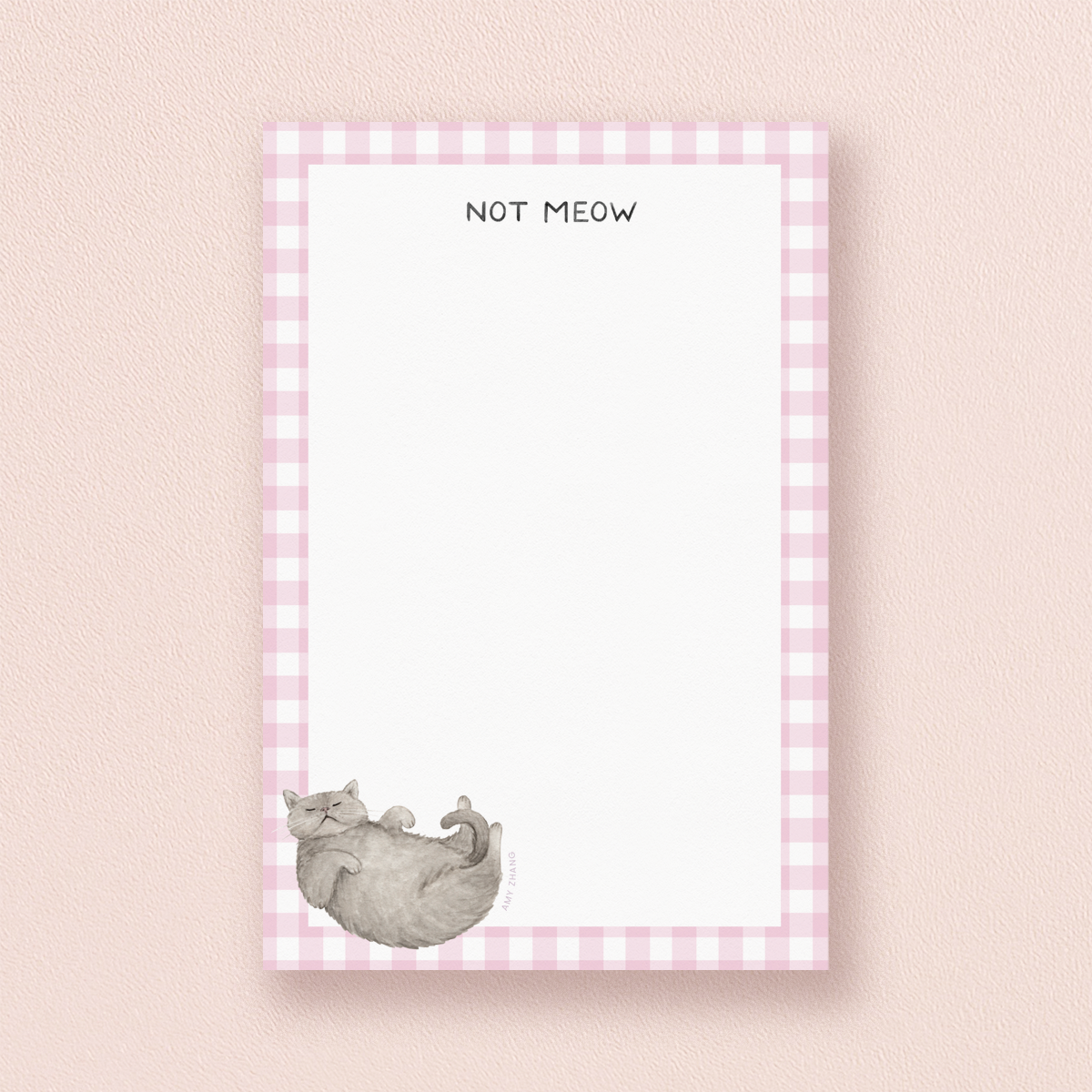 Not Meow — Cat Lovers Gingham To Do List Notepad