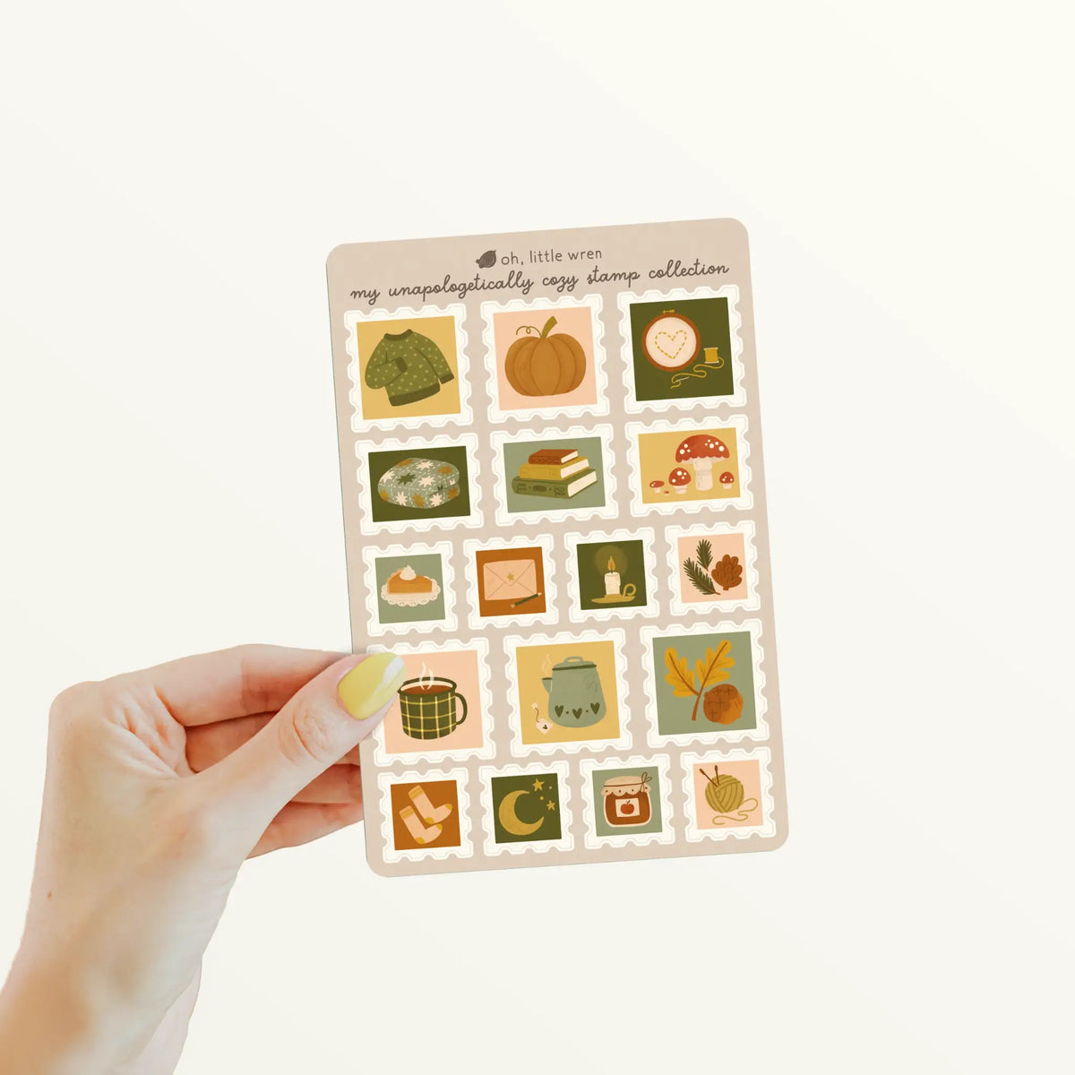 Cozy Fall Stamp Collection Sticker Sheet | 4x6 Inches | 17 Autumn Stamp Stickers