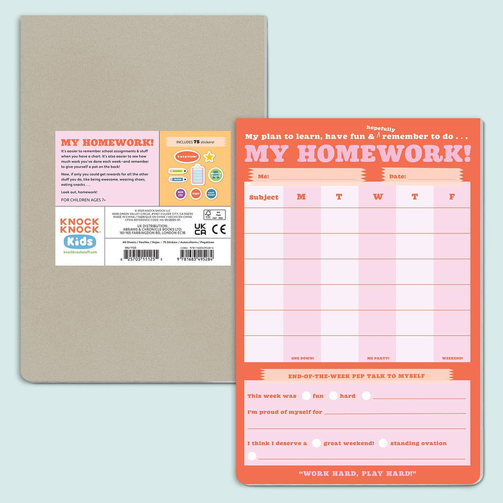 Knock Knock Kids Homework Can-Do Pad | Kids Homework Planner