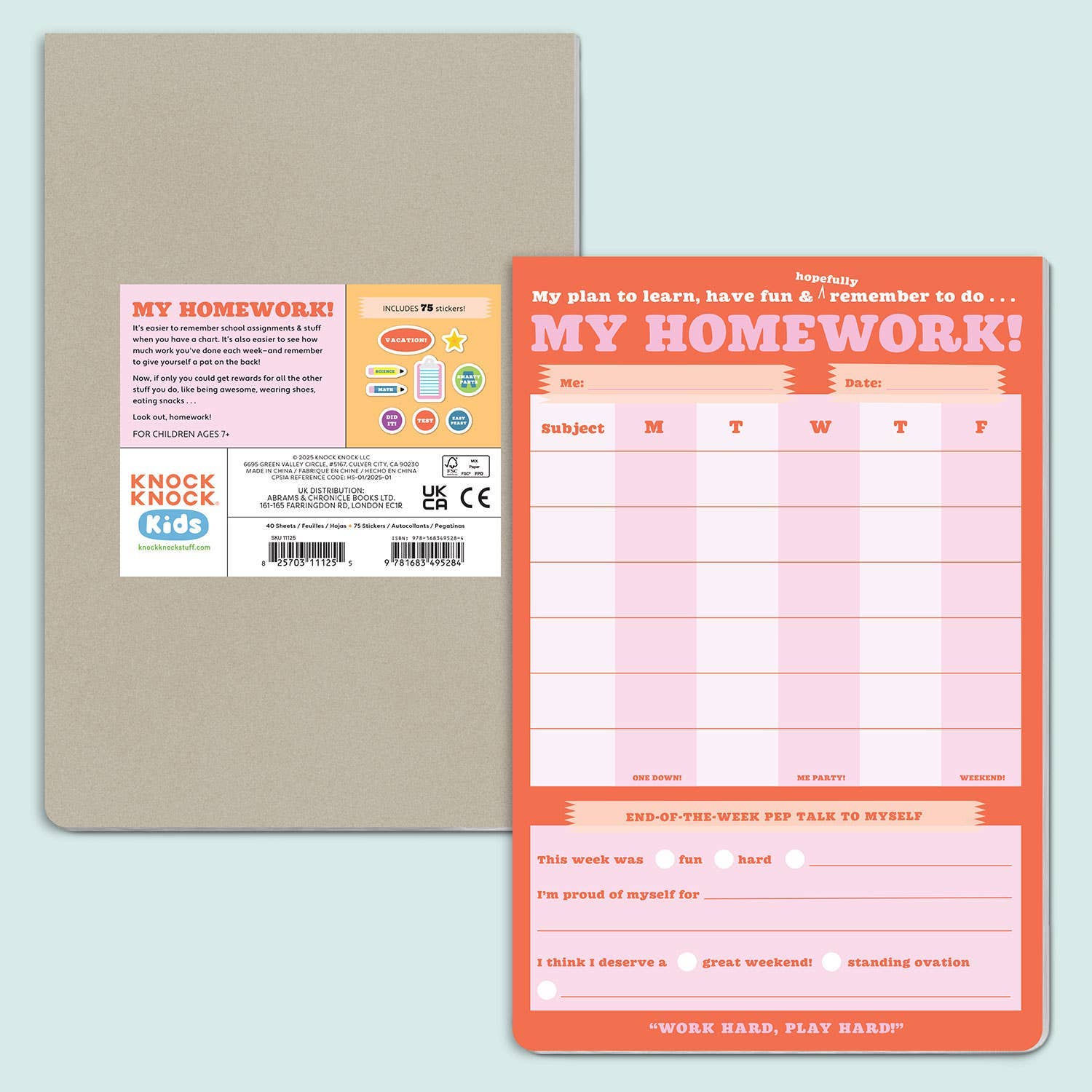 Knock Knock Kids Homework Can-Do Pad | Kids Homework Planner