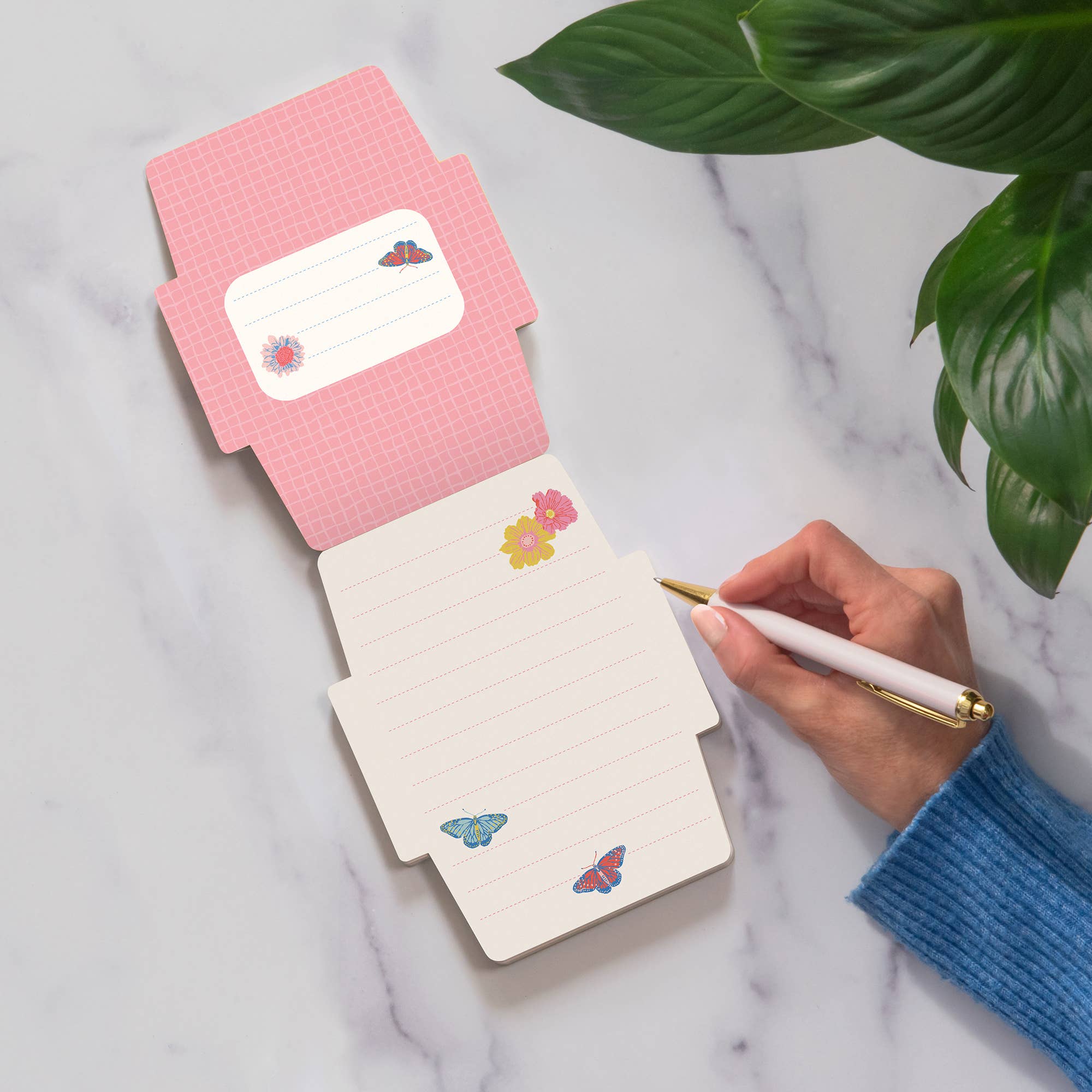 Plaid Blossoms Mini Memo with Stickers