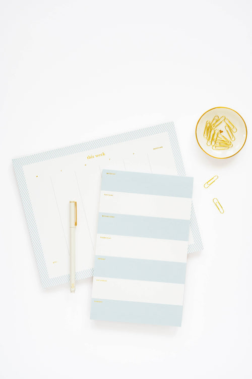 Blue Bordered Weekly Planning Notepad