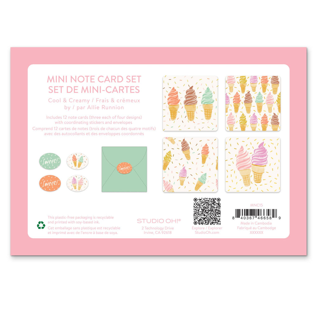 Cool & Creamy Assorted Mini Note Card Set with Stickers by Studio Oh!