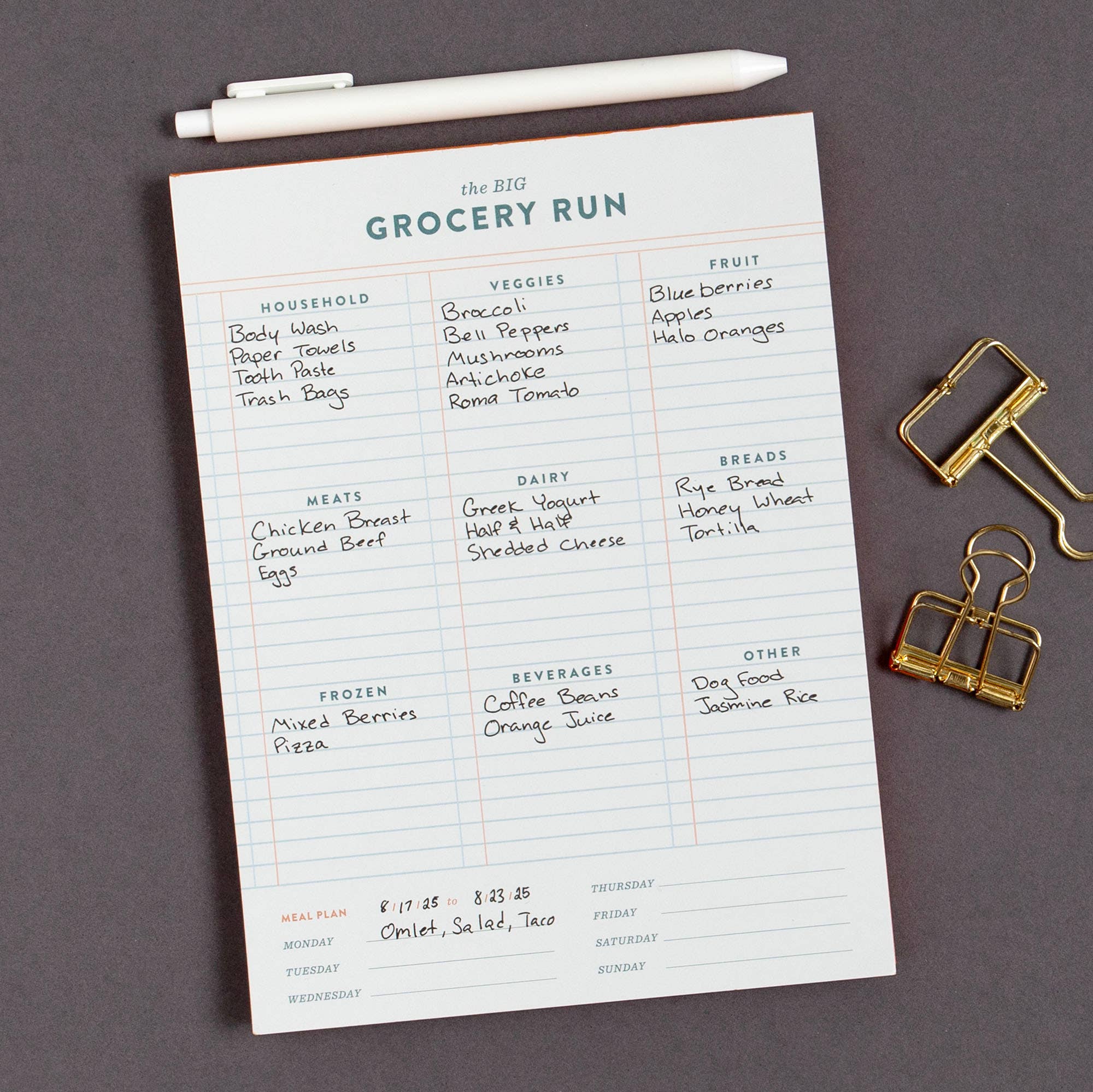 Weekly Grocery Notepad | Studio Calico