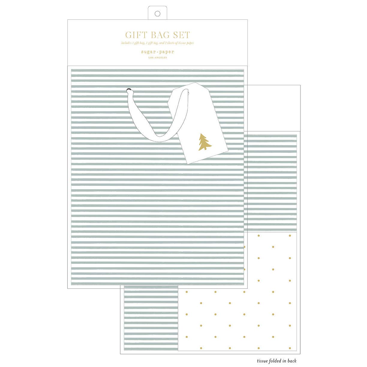 Gift Bag Set, Green Stripe